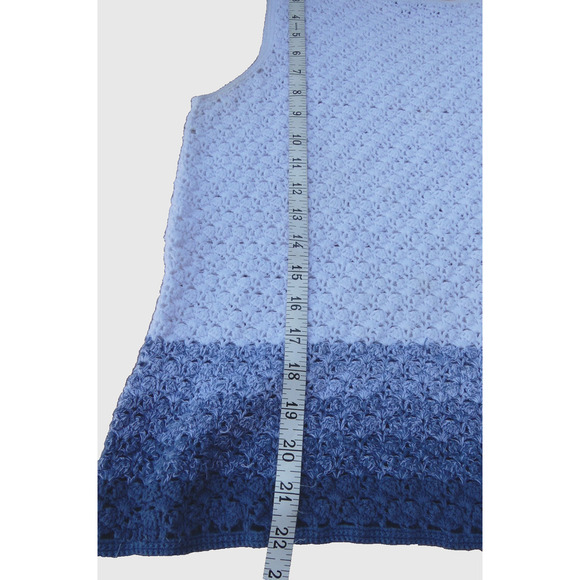 Norton McNaughton Sleeveless Sweater White Blue Ombre Y2K Summer Boho Crochet - Picture 6 of 6